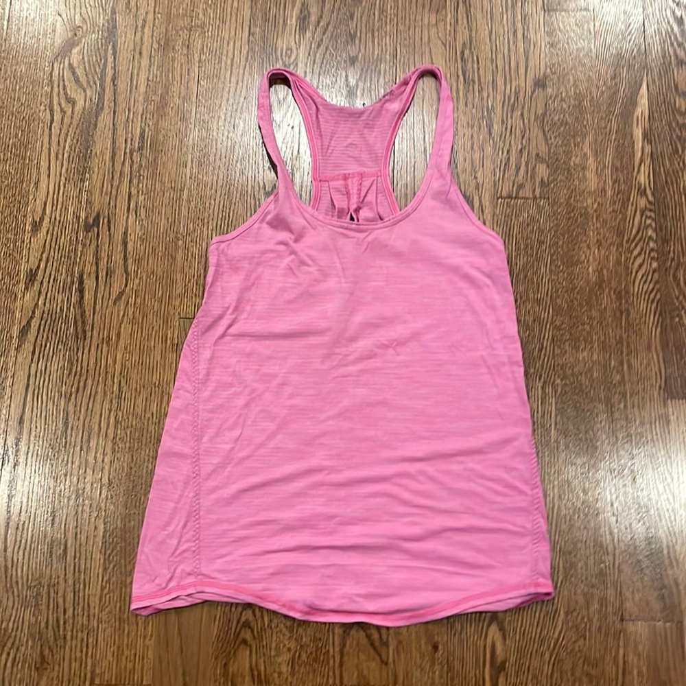 Lululemon Athletica pink with light grey stripes tank top size 4